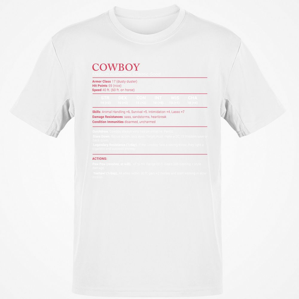 Cowboy Stats Classic Unisex T-Shirt - White - 12