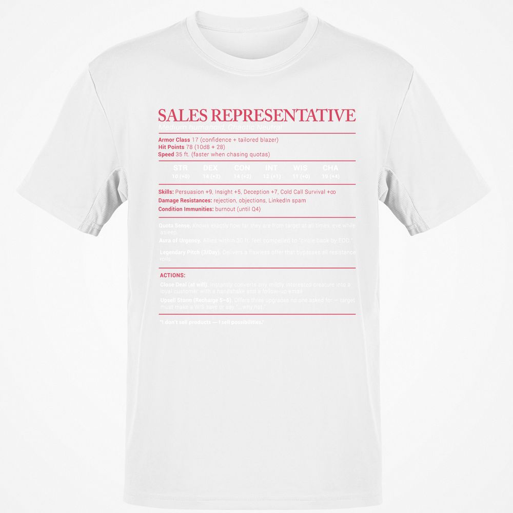 Sales Presentative Stats Classic Unisex T-Shirt - White - 12