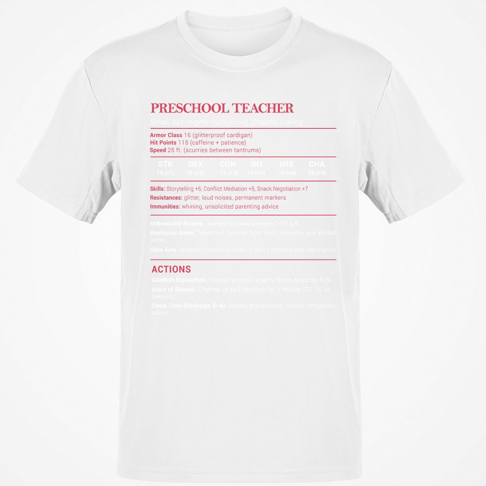 Preschool Teacher Stats Classic Unisex T-Shirt - White - 12