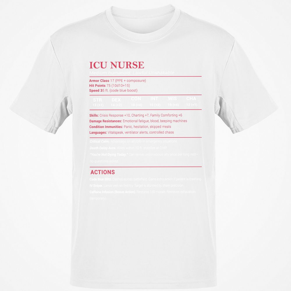 ICU Nurse Stats Classic Unisex T-Shirt - White - 12
