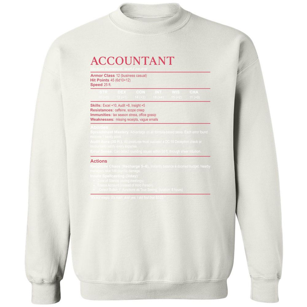 Accountant Stats Classic Unisex Sweatshirt - White - 12