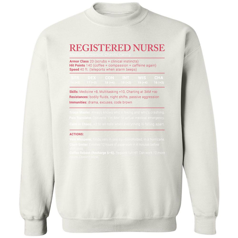 Registered Nurse Stats Classic Unisex Sweatshirt - White - 12