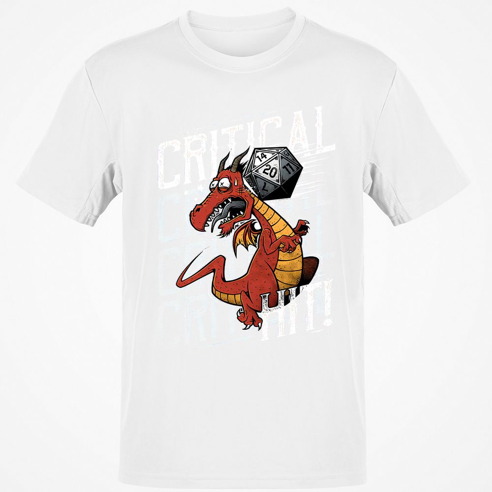 Funny Dragon Critical Hit Classic Unisex T-Shirt - White - 12