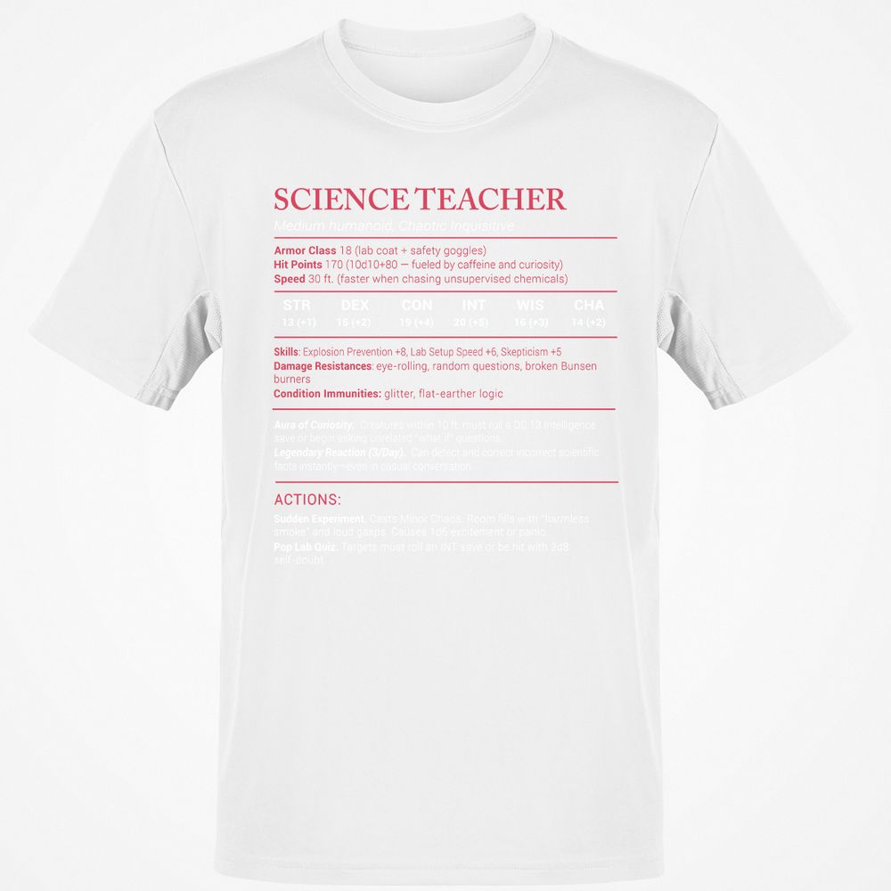 Science Teacher Stats Classic Unisex T-Shirt - White - 12