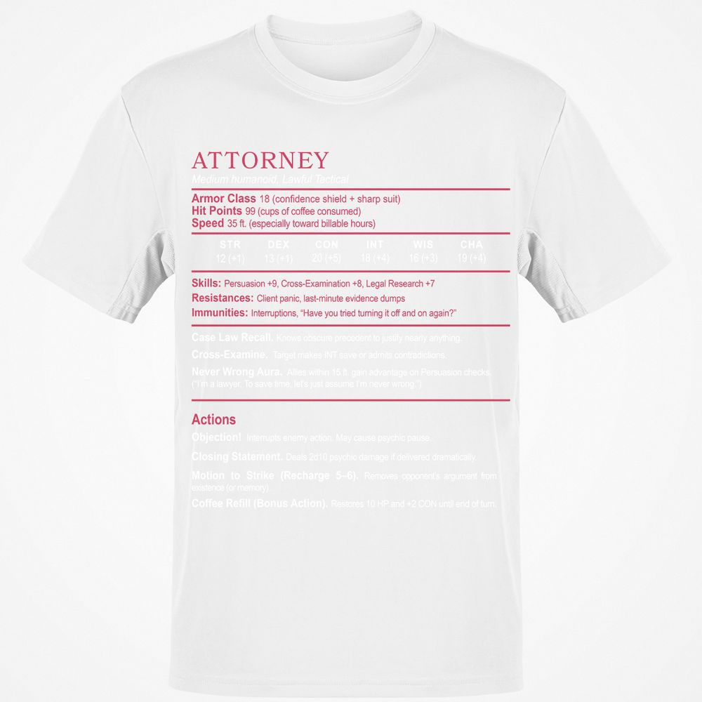 Attorney Classic Unisex T-Shirt - White - 12