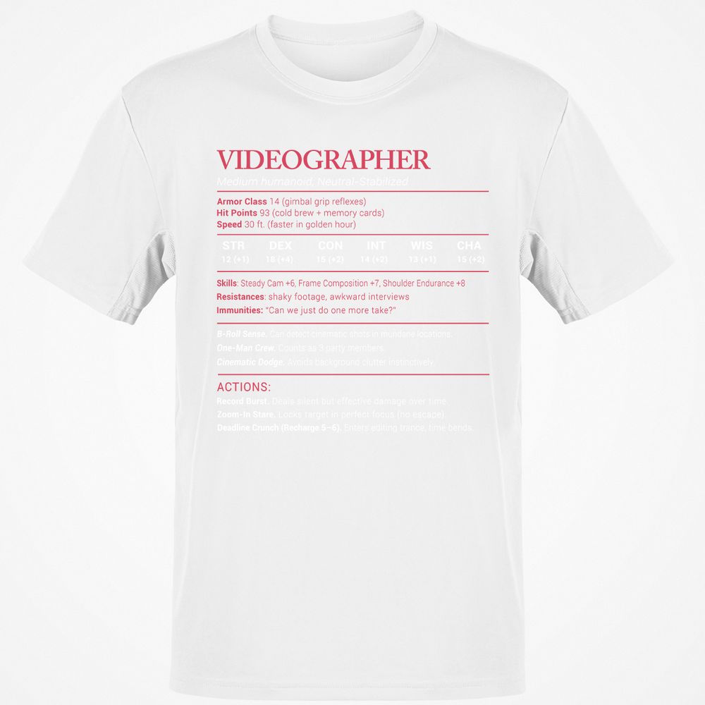Videographer Stats Classic Unisex T-Shirt - White - 12