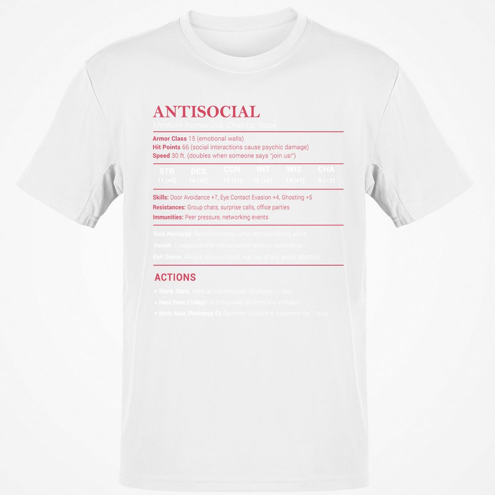Antisocial Stats Classic Unisex T-Shirt - White - 12