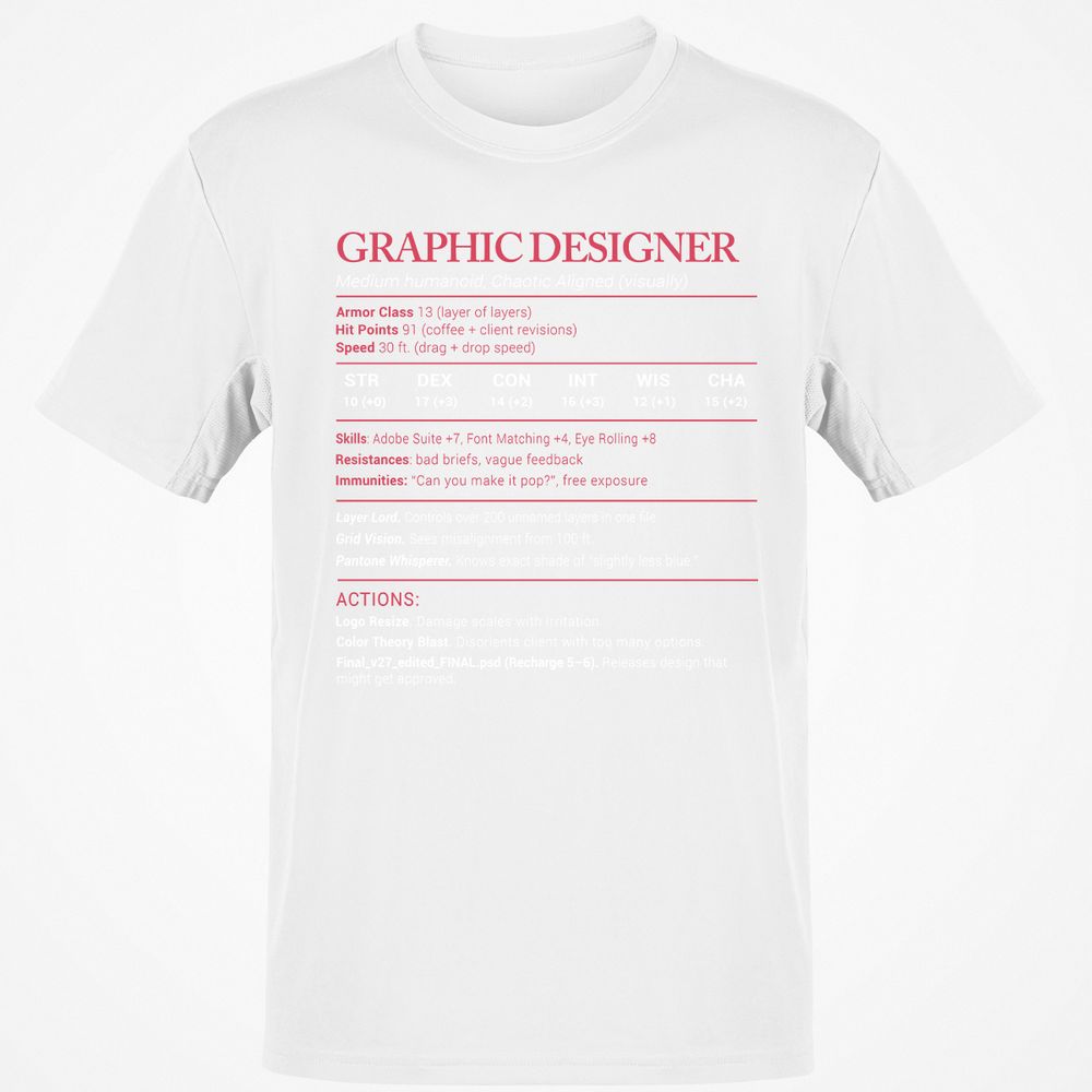 Graphic Designer Stats Classic Unisex T-Shirt - White - 12