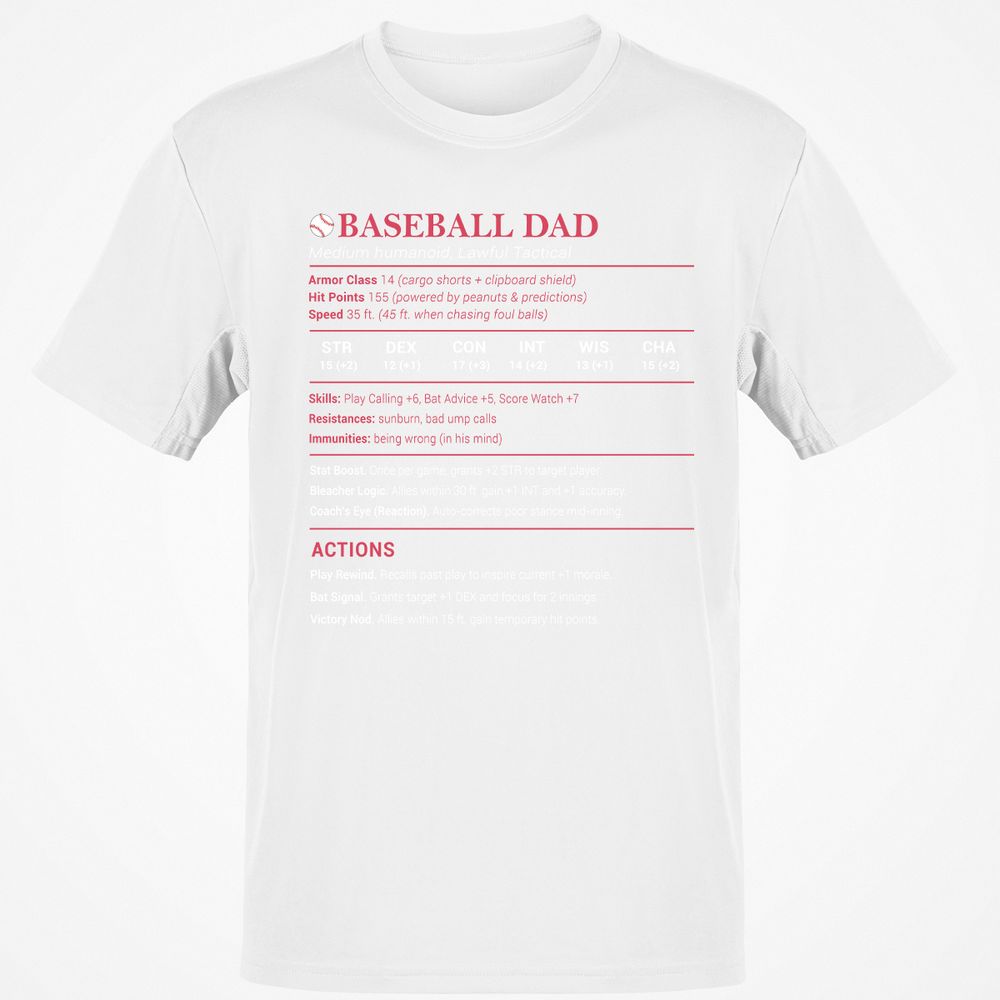 Baseball Dad Classic Unisex T-Shirt - White - 12