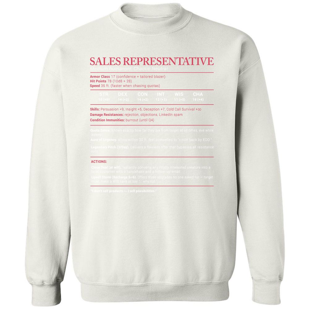 Sales Presentative Stats Classic Unisex Sweatshirt - White - 12