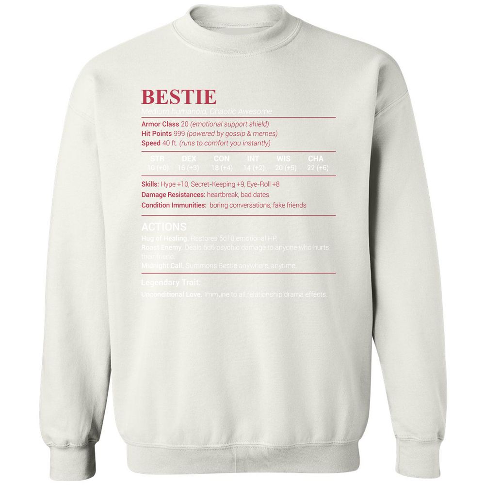 Bestie Stats Classic Unisex Sweatshirt - White - 12