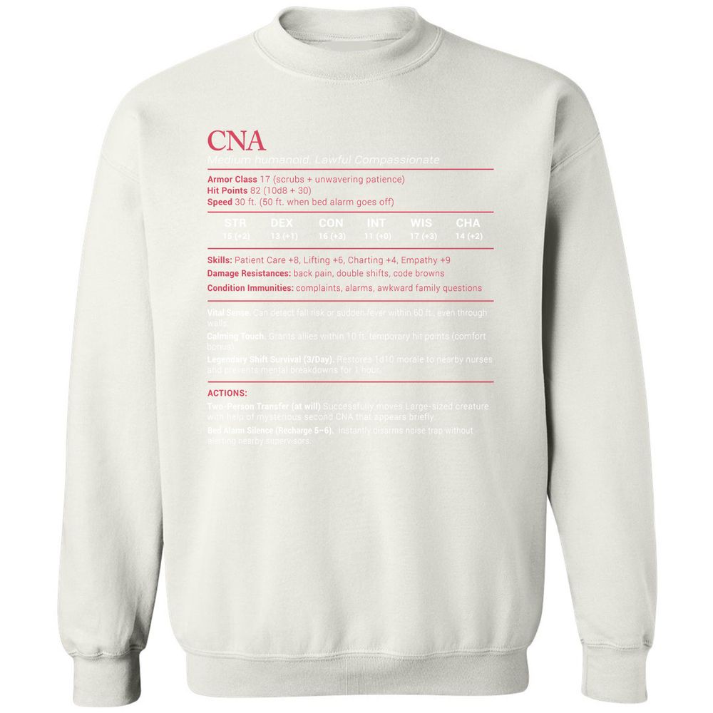 CNA Stats Classic Unisex Sweatshirt - White - 12