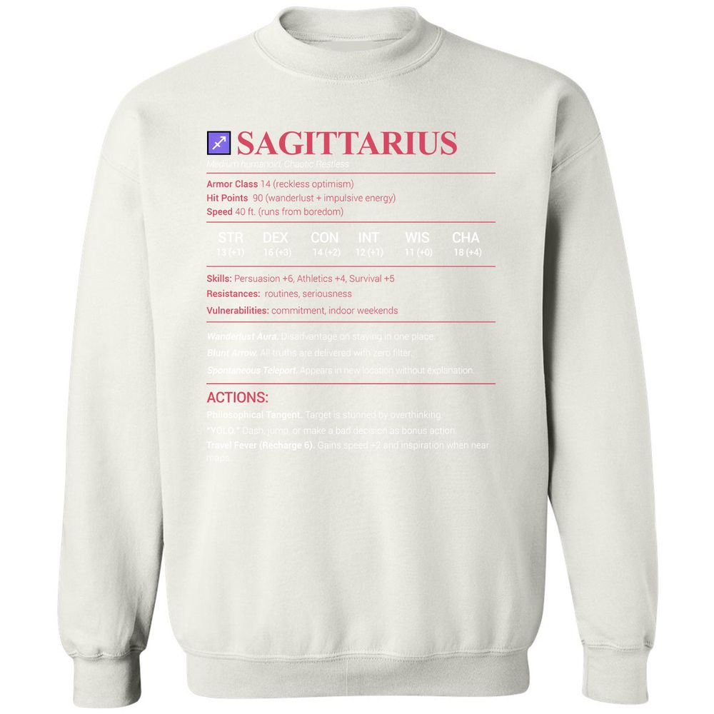 Sagittarius Stats Classic Unisex Sweatshirt - White - 12