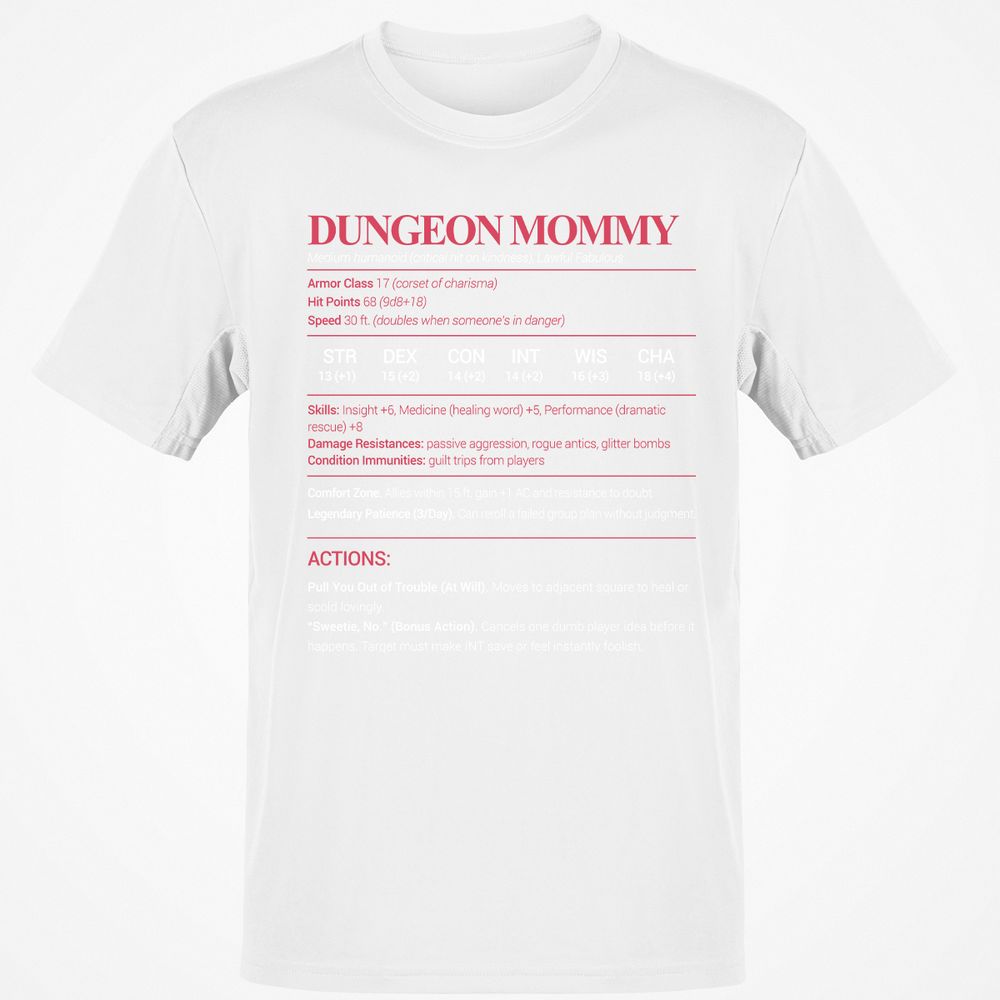 Dungeon Mommy Stats Classic Unisex T-Shirt - White - 12