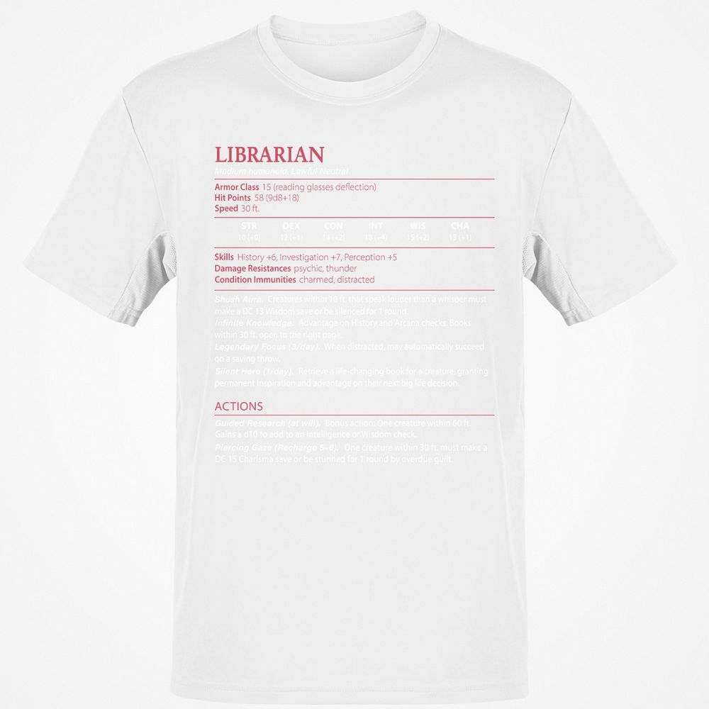 Librarian Stats Classic Unisex T-Shirt - White - 12