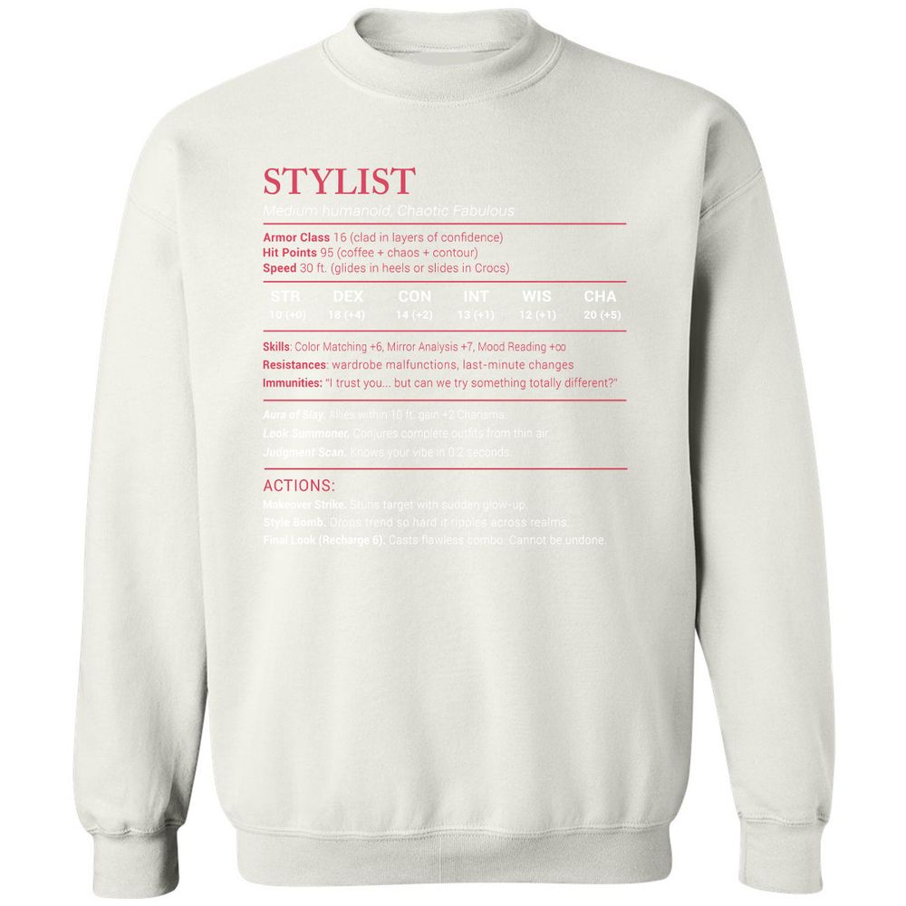 Stylist Stats Classic Unisex Sweatshirt - White - 12