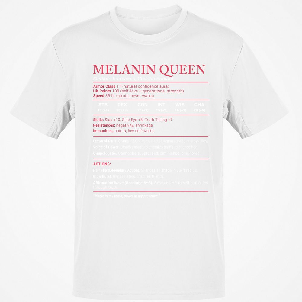 Melanin Queen Stats Classic Unisex T-Shirt - White - 12