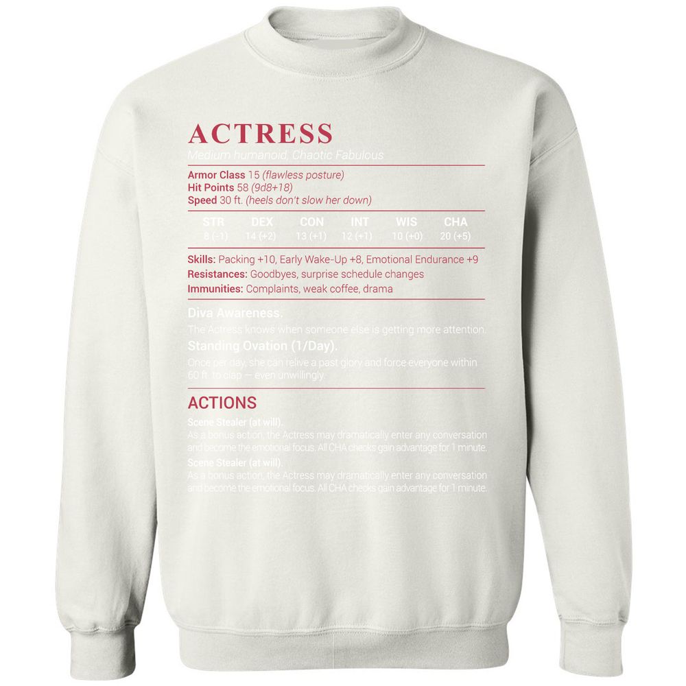 Actress Stats Classic Unisex Sweatshirt - White - 12