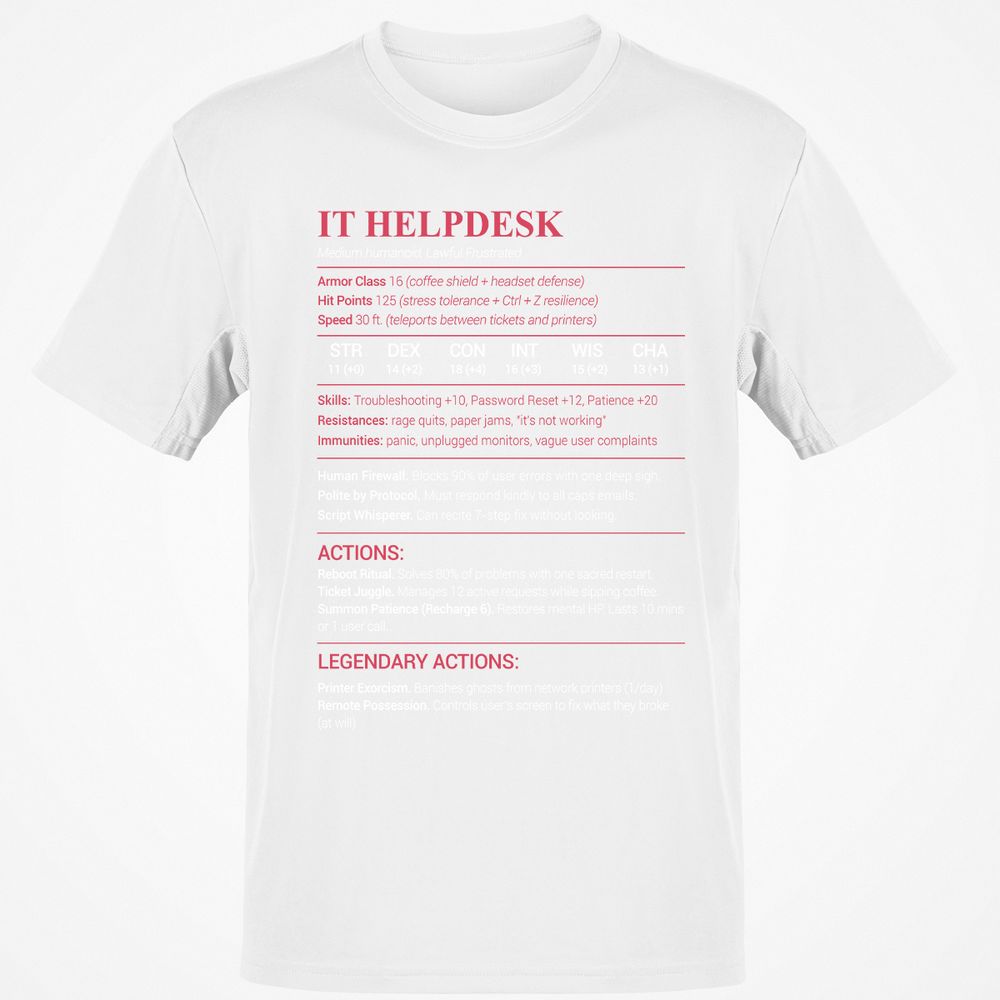 IT Helpdesk Classic Unisex T-Shirt - White - 12