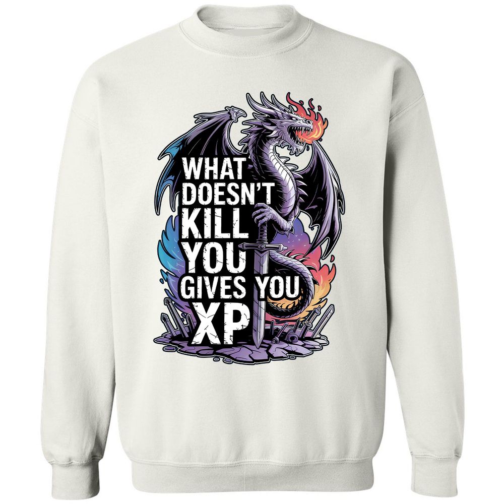 What Doesn't Kill You Dragon Classic Unisex Sweatshirt - White - 12