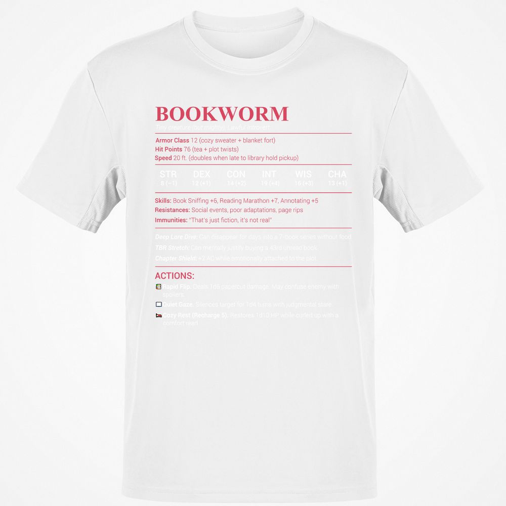 Bookworm Stats Classic Unisex T-Shirt - White - 12