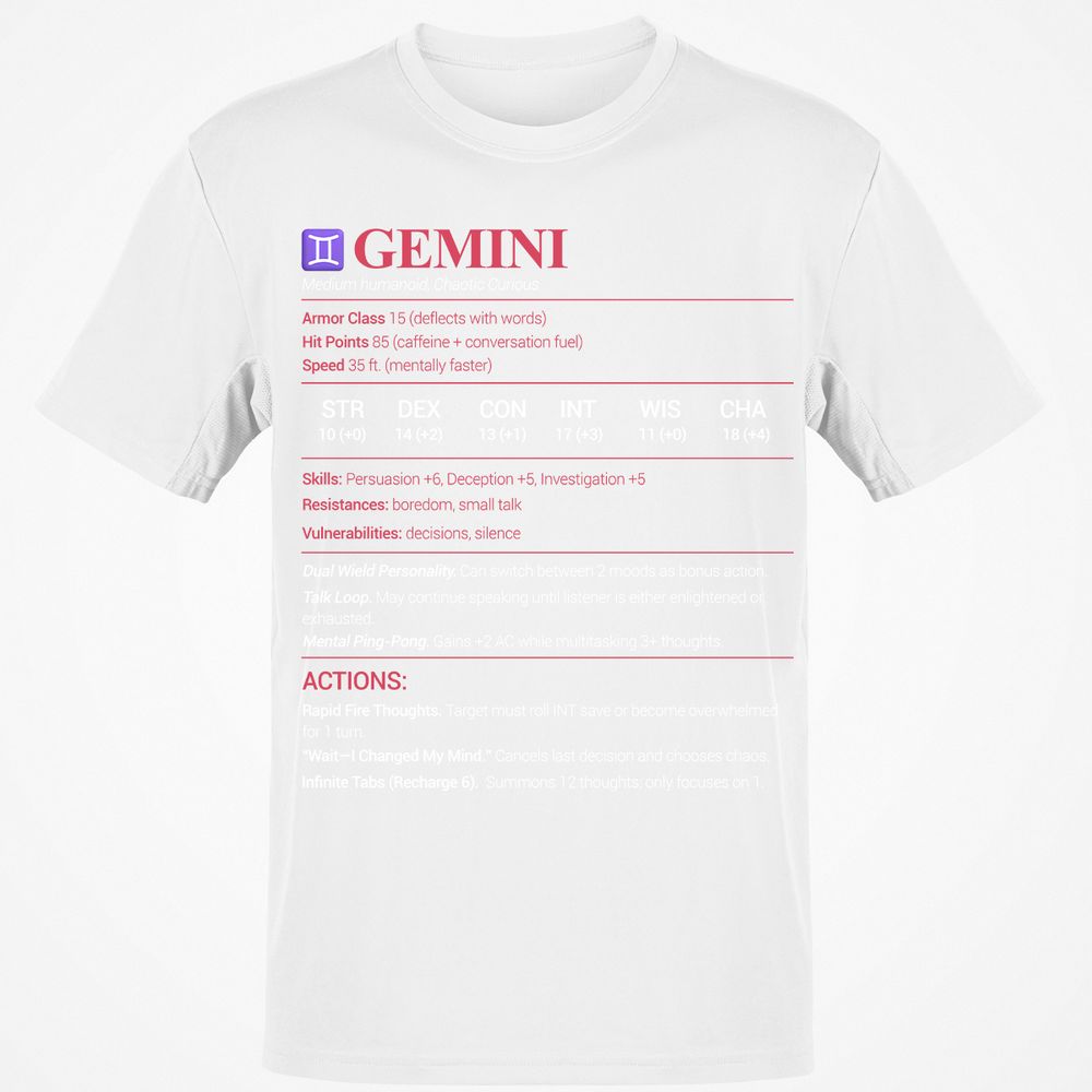 Gemini Stats Classic Unisex T-Shirt - White - 12
