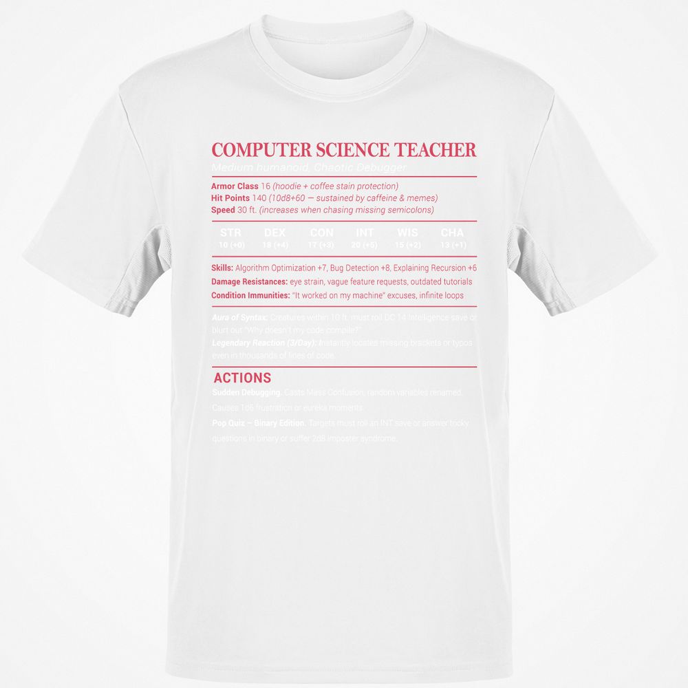 Computer Science Teacher Classic Unisex T-Shirt - White - 12