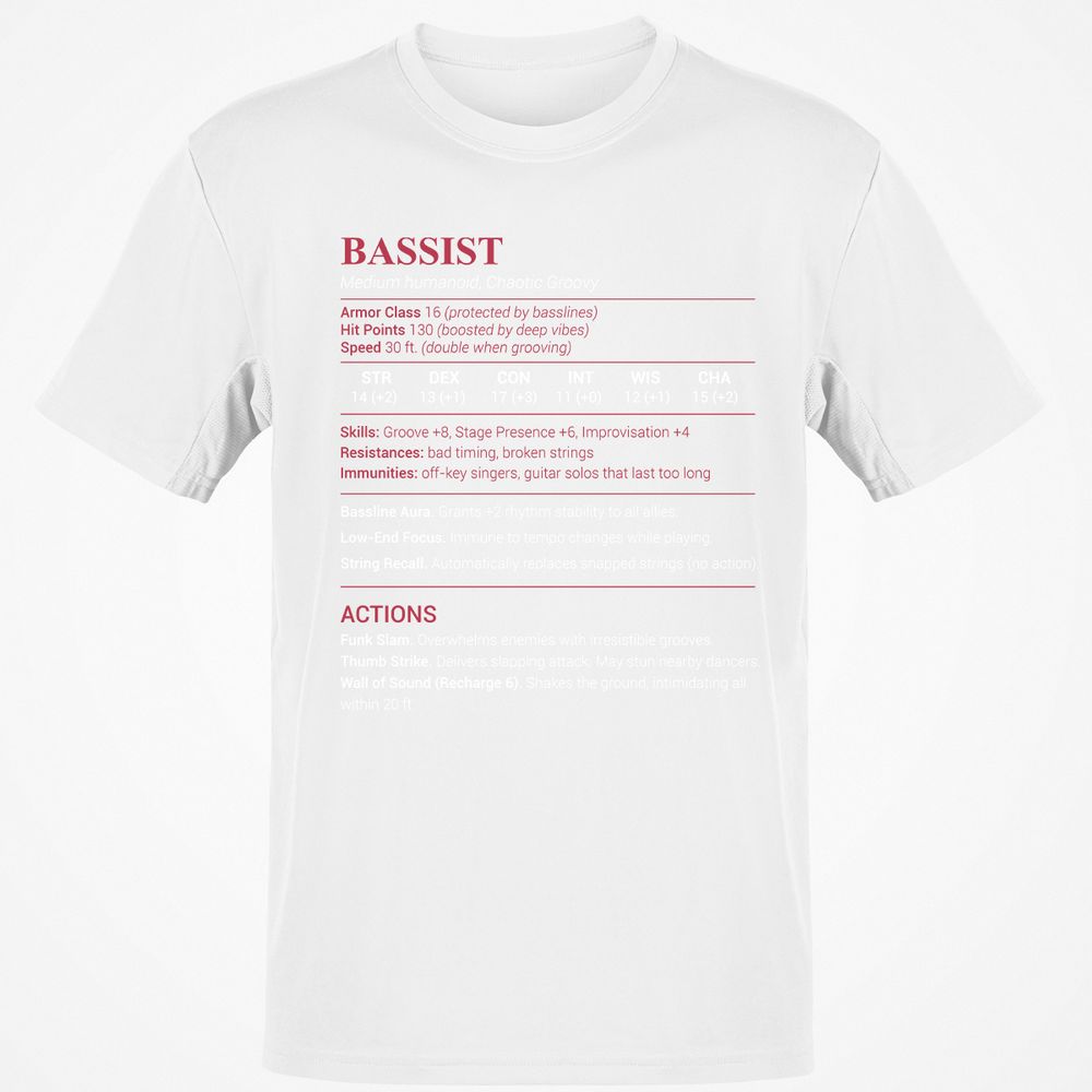 Bassist Stats Classic Unisex T-Shirt - White - 12