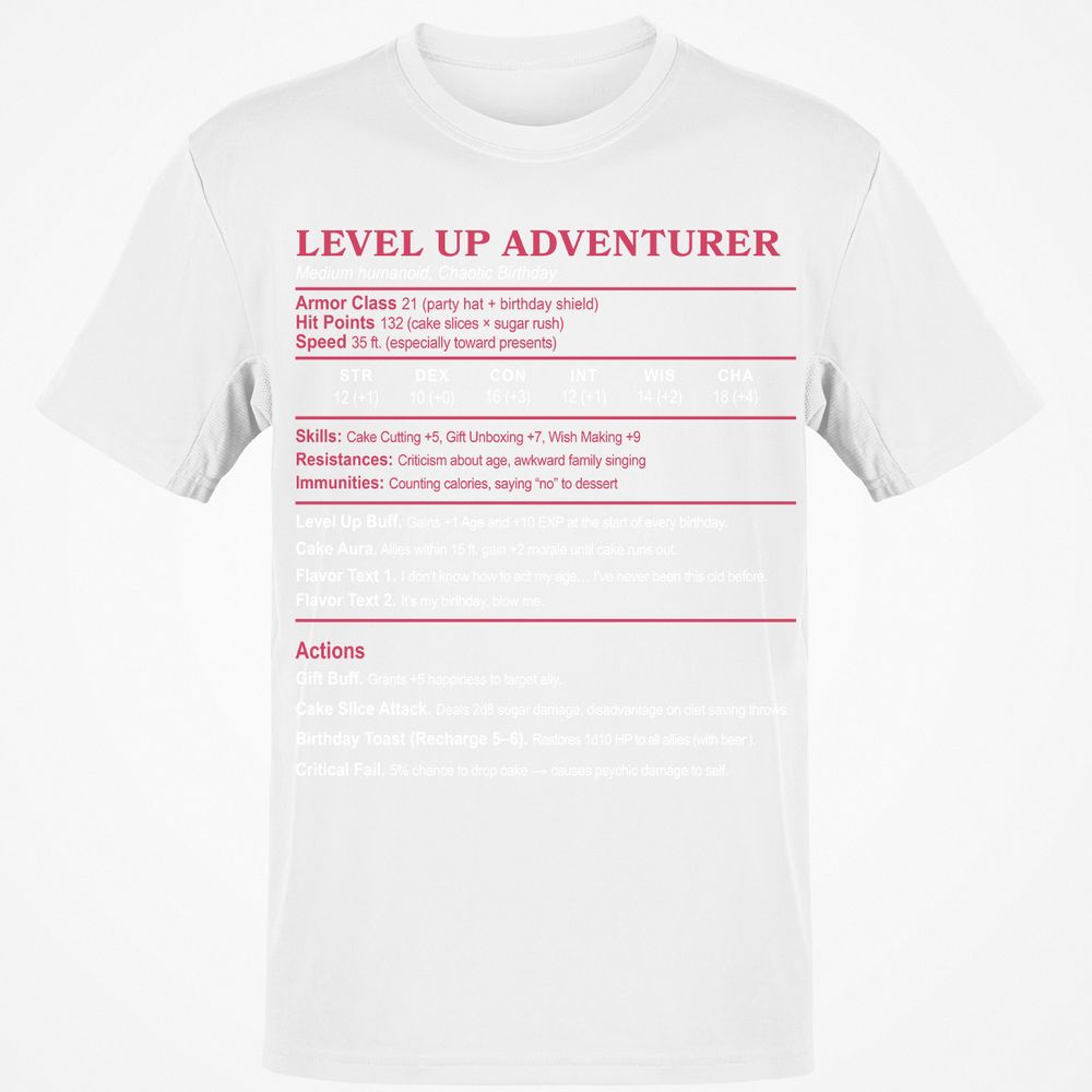 Level Up Adventurer Classic Unisex T-Shirt - White - 12