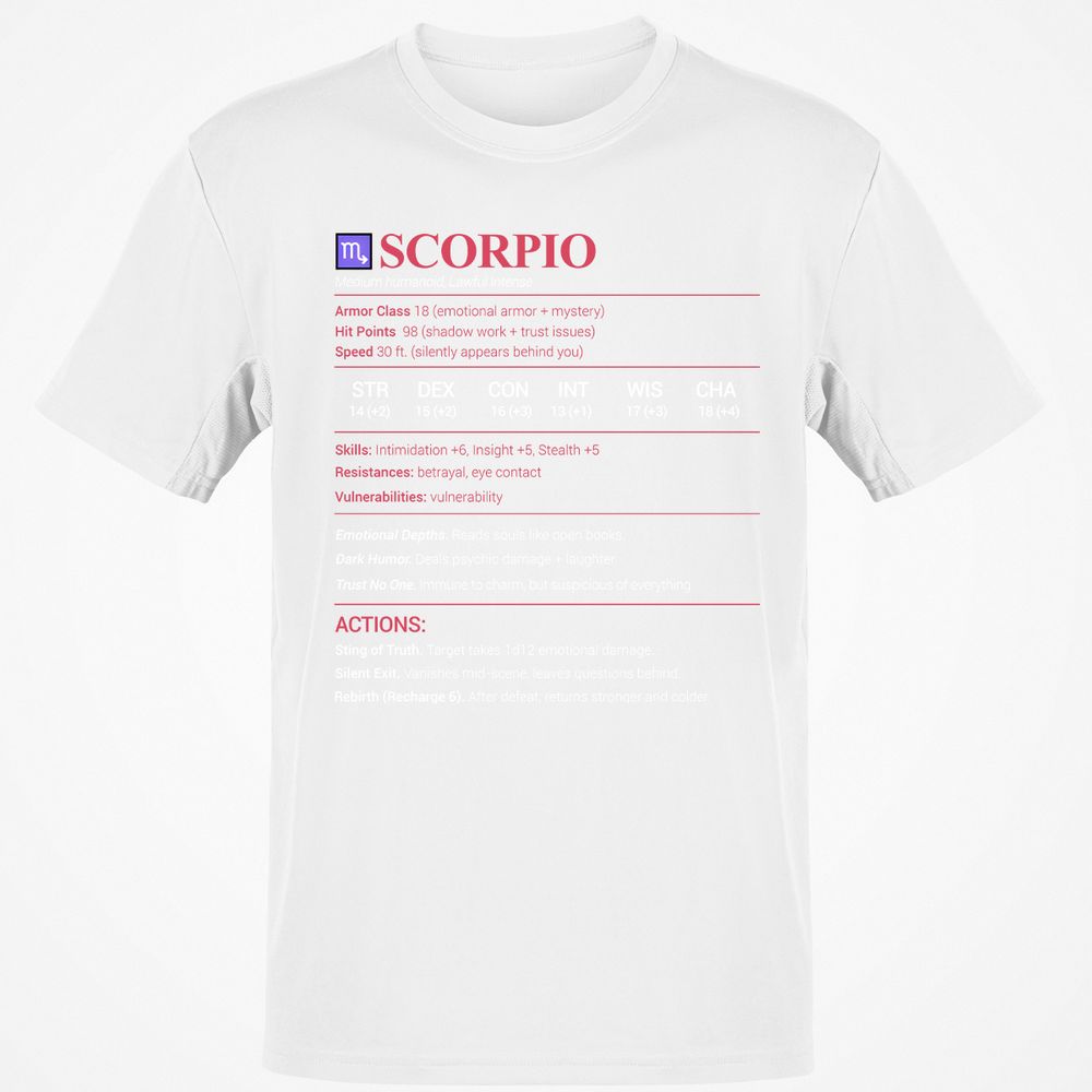 Scorpio Stats Classic Unisex T-Shirt - White - 12