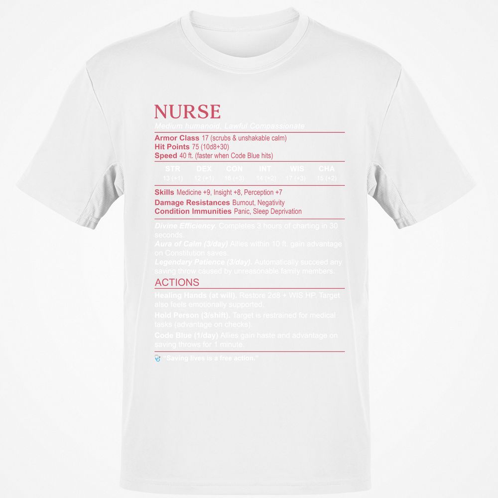 Nurse Stats 3 Classic Unisex T-Shirt - White - 12