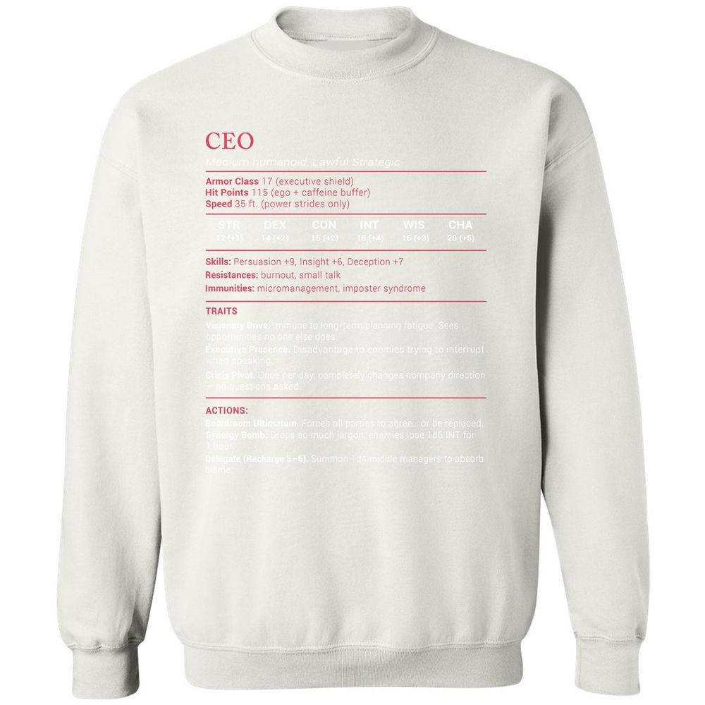 CEO Stats Classic Unisex Sweatshirt - White - 12
