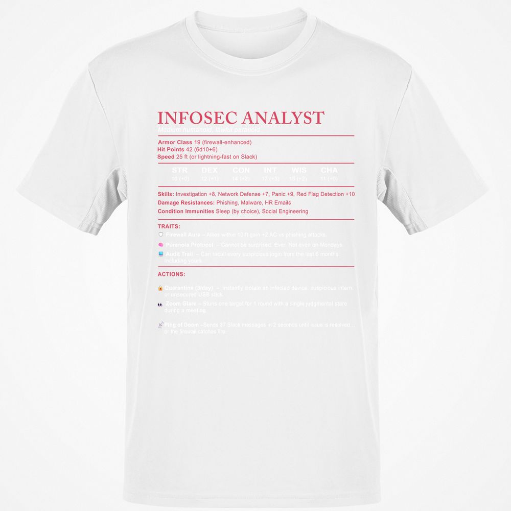 Information Security Analyst Stats Classic Unisex T-Shirt - White - 12