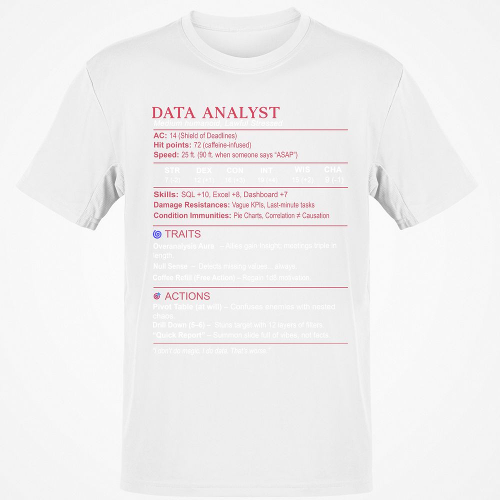Data Analyst Stats Classic Unisex T-Shirt - White - 12