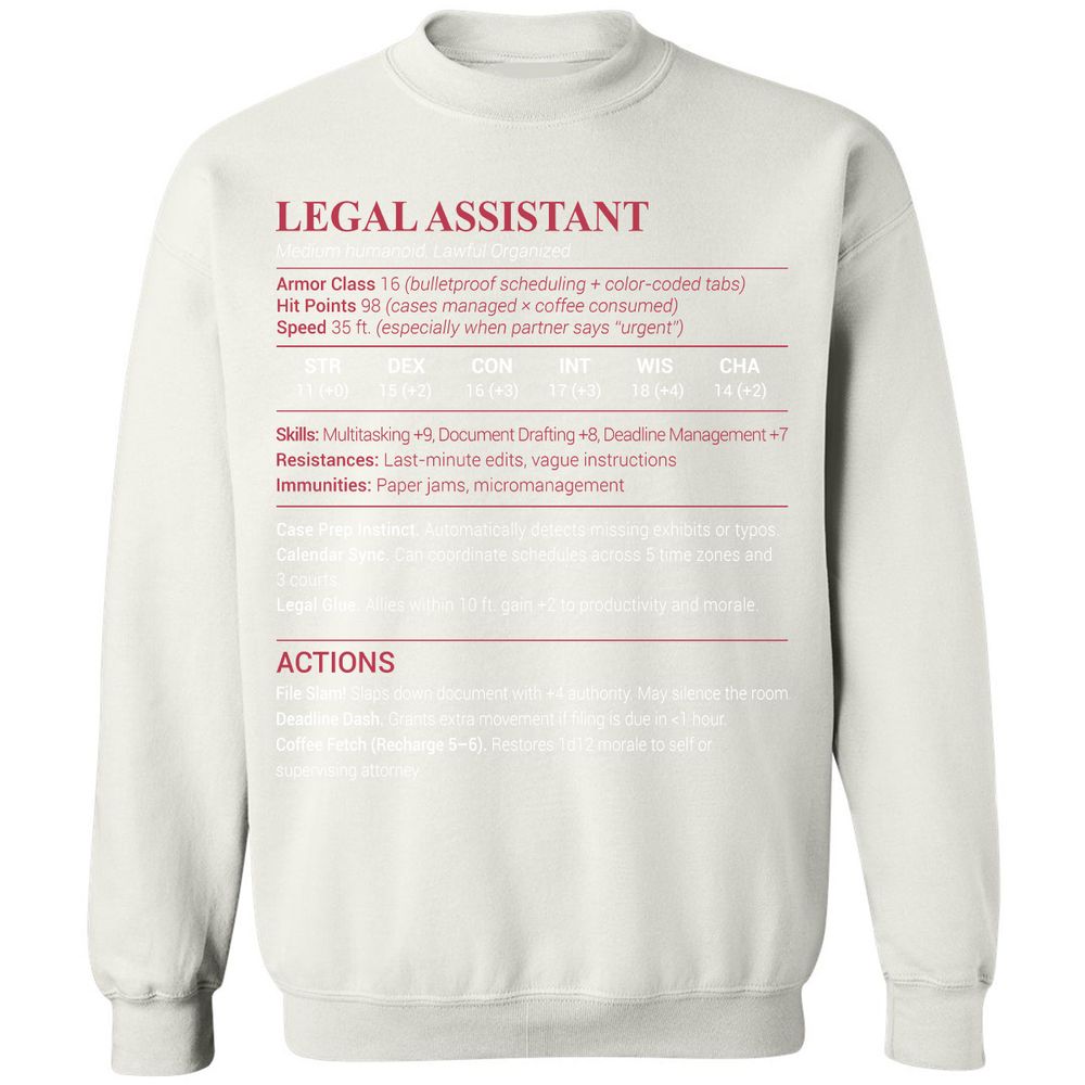 Legal Assistant Classic Unisex Sweatshirt - White - 12