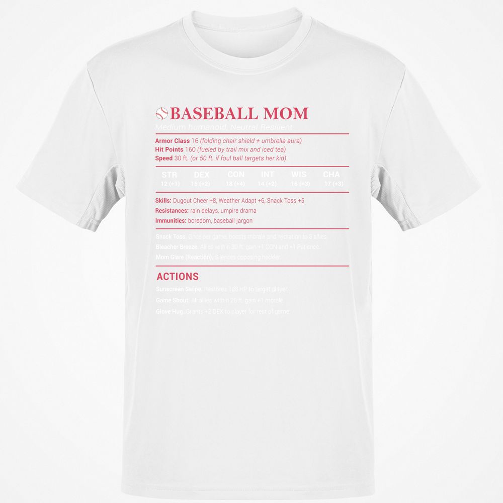 Baseball Mom Classic Unisex T-Shirt - White - 12