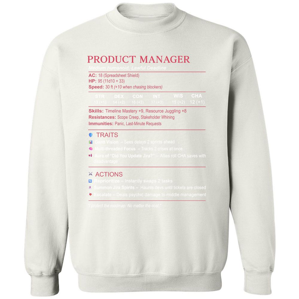 Product Manager Stats (PM) Classic Unisex Sweatshirt - White - 12
