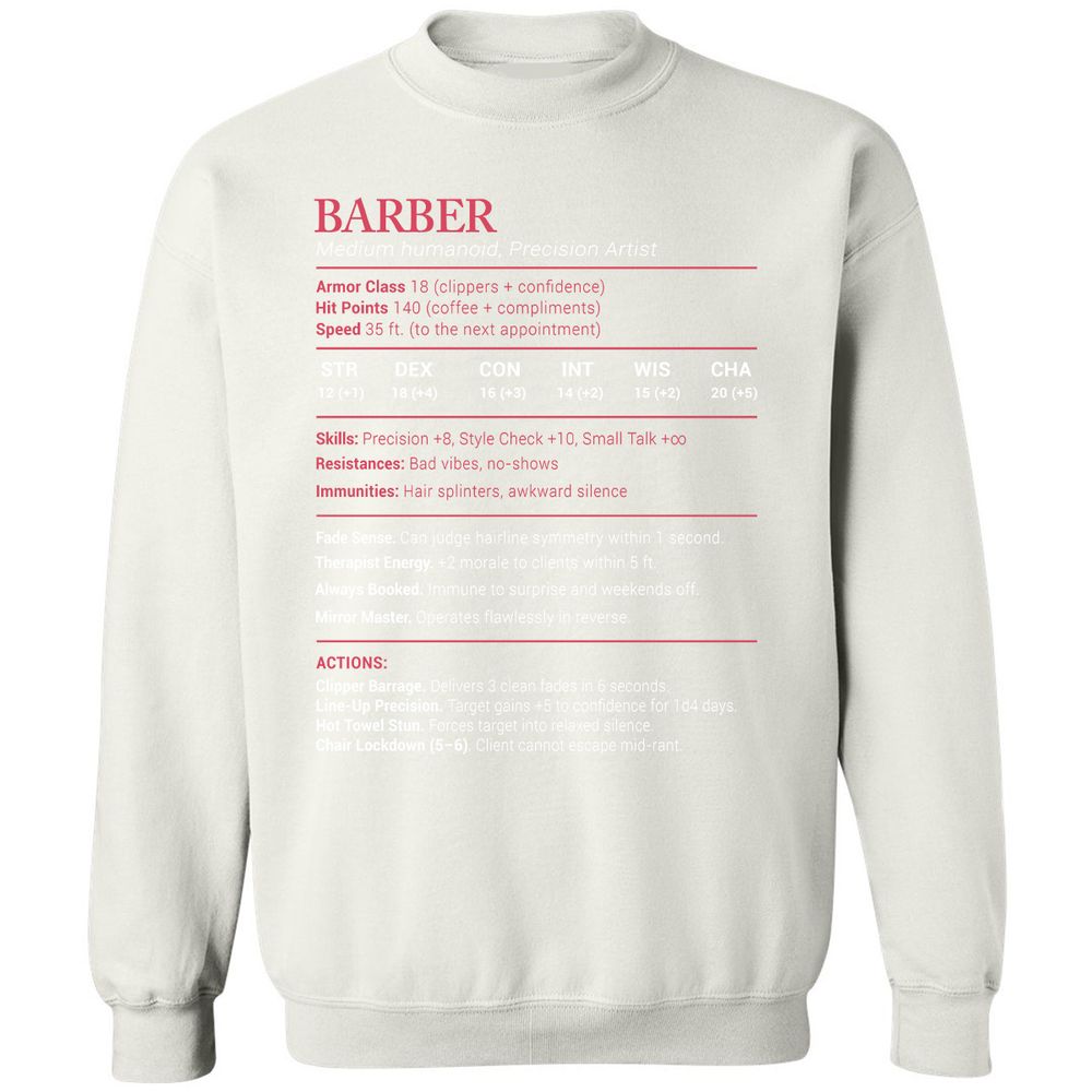 Barber Stats Classic Unisex Sweatshirt - White - 12