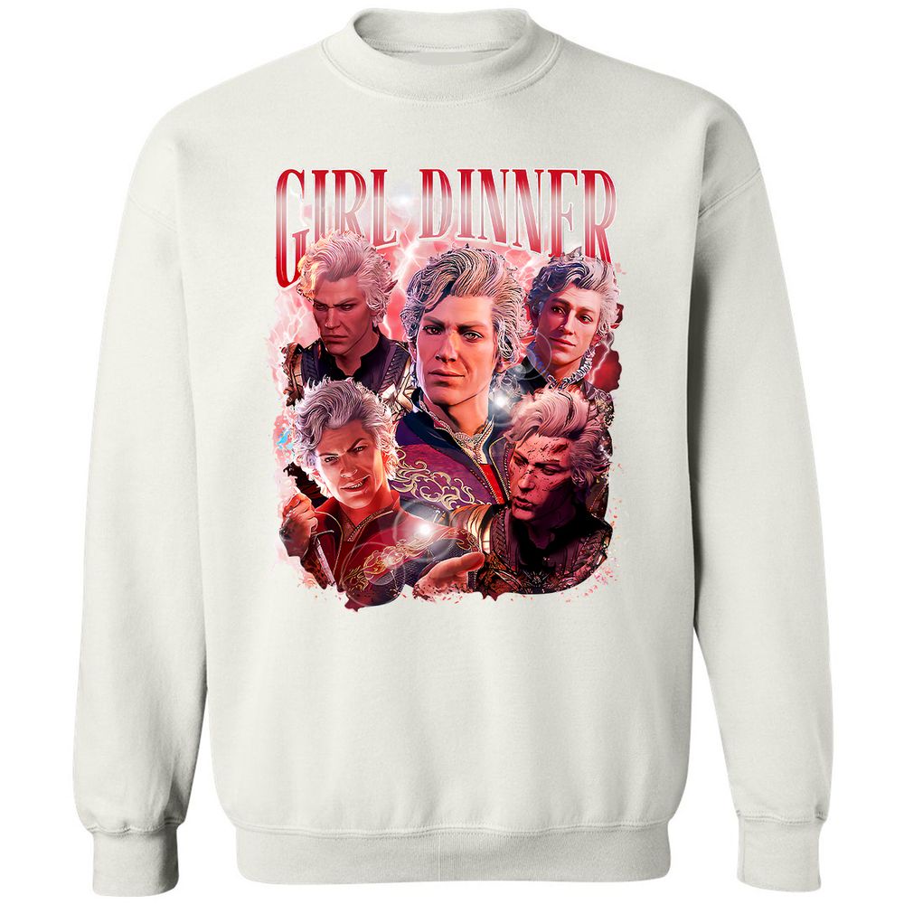 Astarion Girl Dinner Classic Unisex Sweatshirt - White - 12