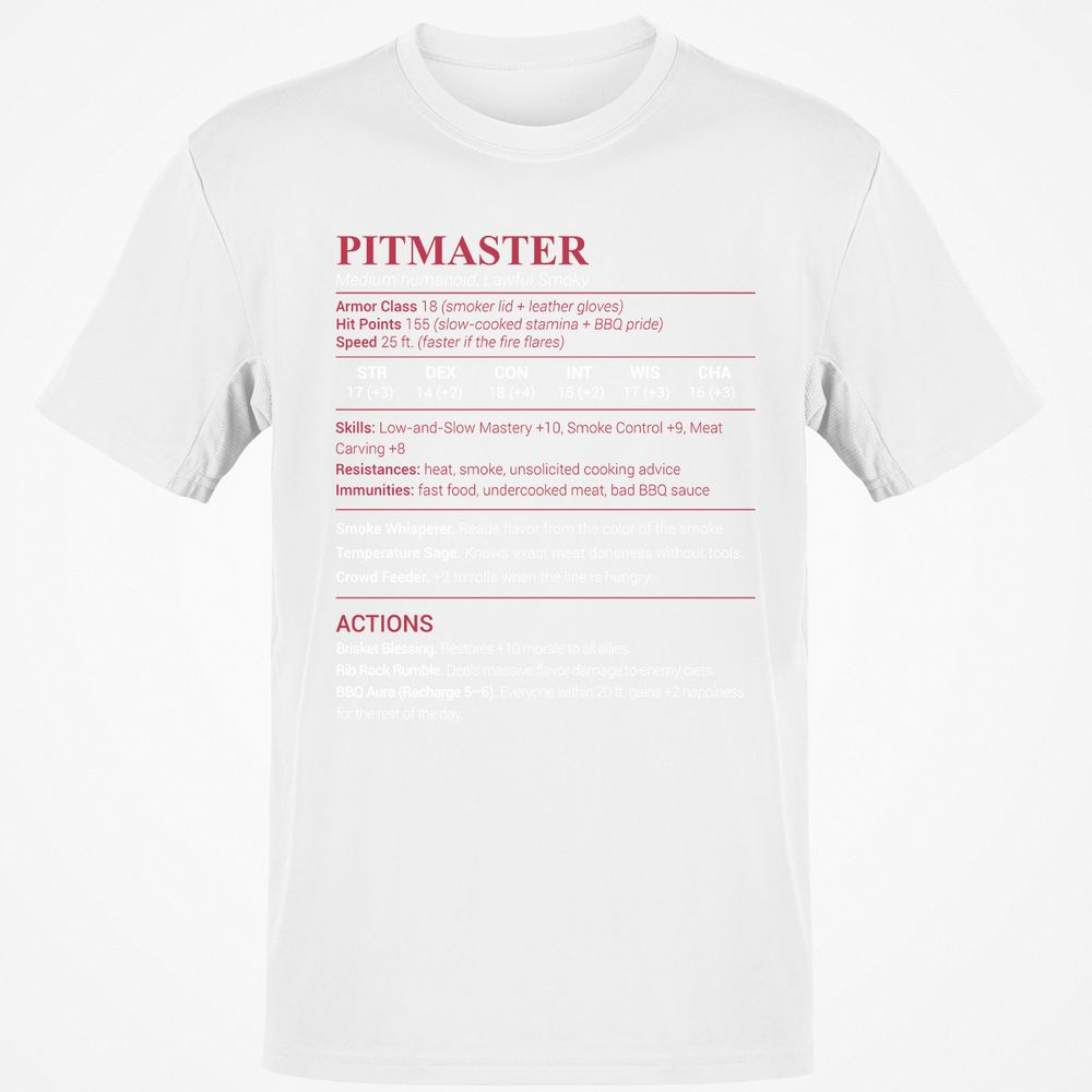 Pitmaster Stats Classic Unisex T-Shirt - White - 12
