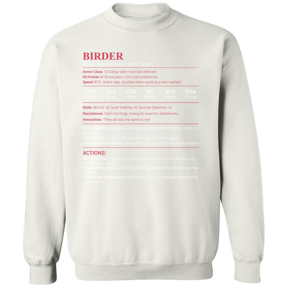 Birder Stats Classic Unisex Sweatshirt - White - 12
