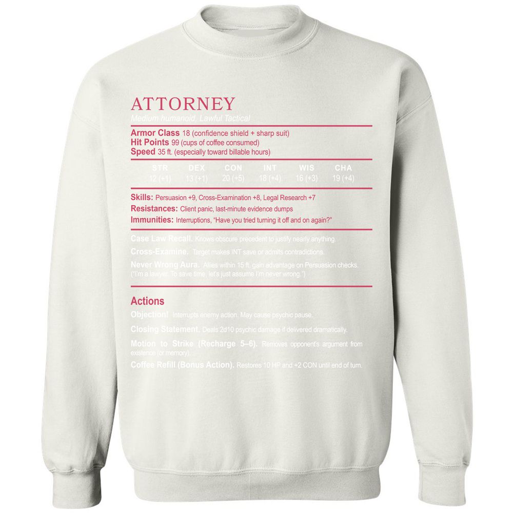 Attorney Classic Unisex Sweatshirt - White - 12