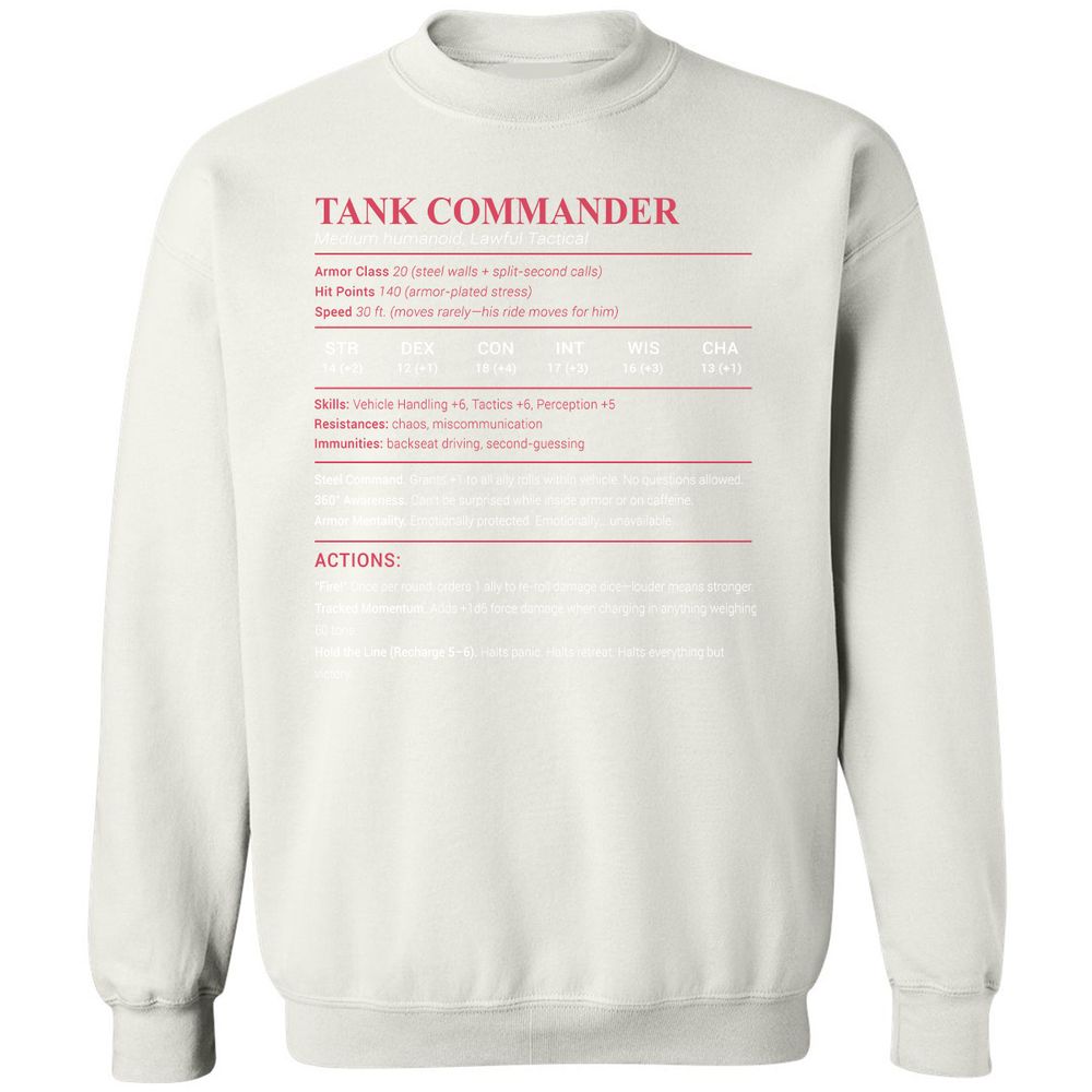 Tank Commander Classic Unisex Sweatshirt - White - 12