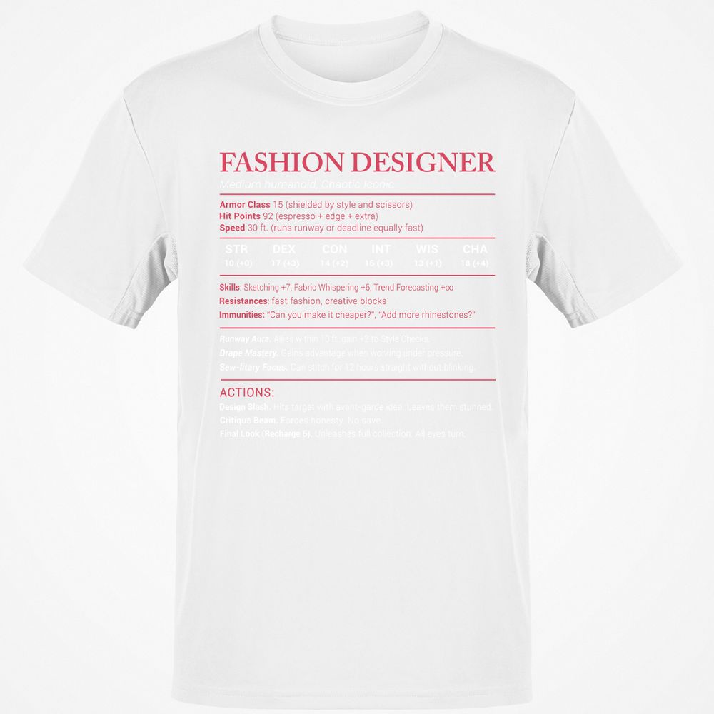 Fashion Designer Stats Classic Unisex T-Shirt - White - 12