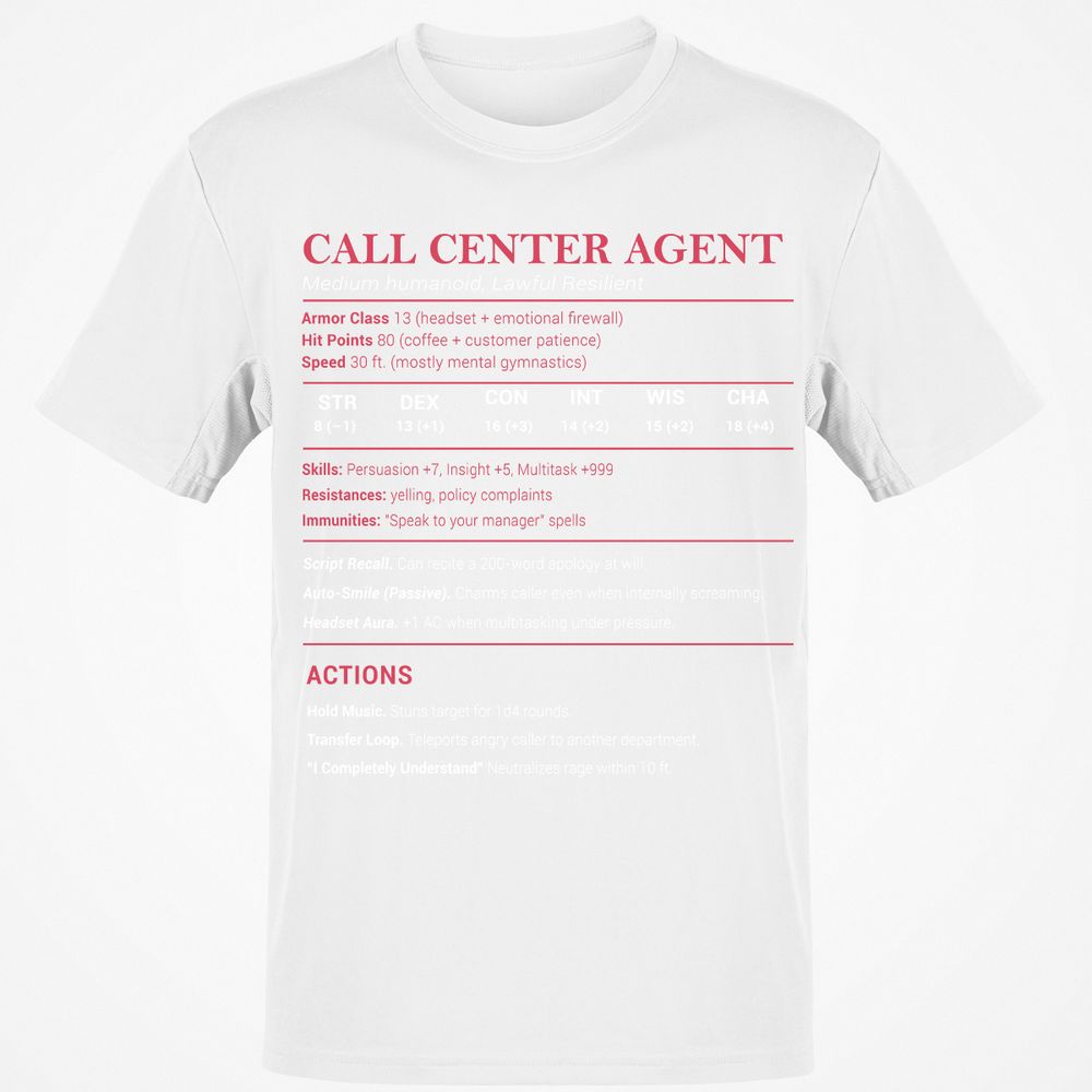 Call Center Agent Stats Classic Unisex T-Shirt - White - 12