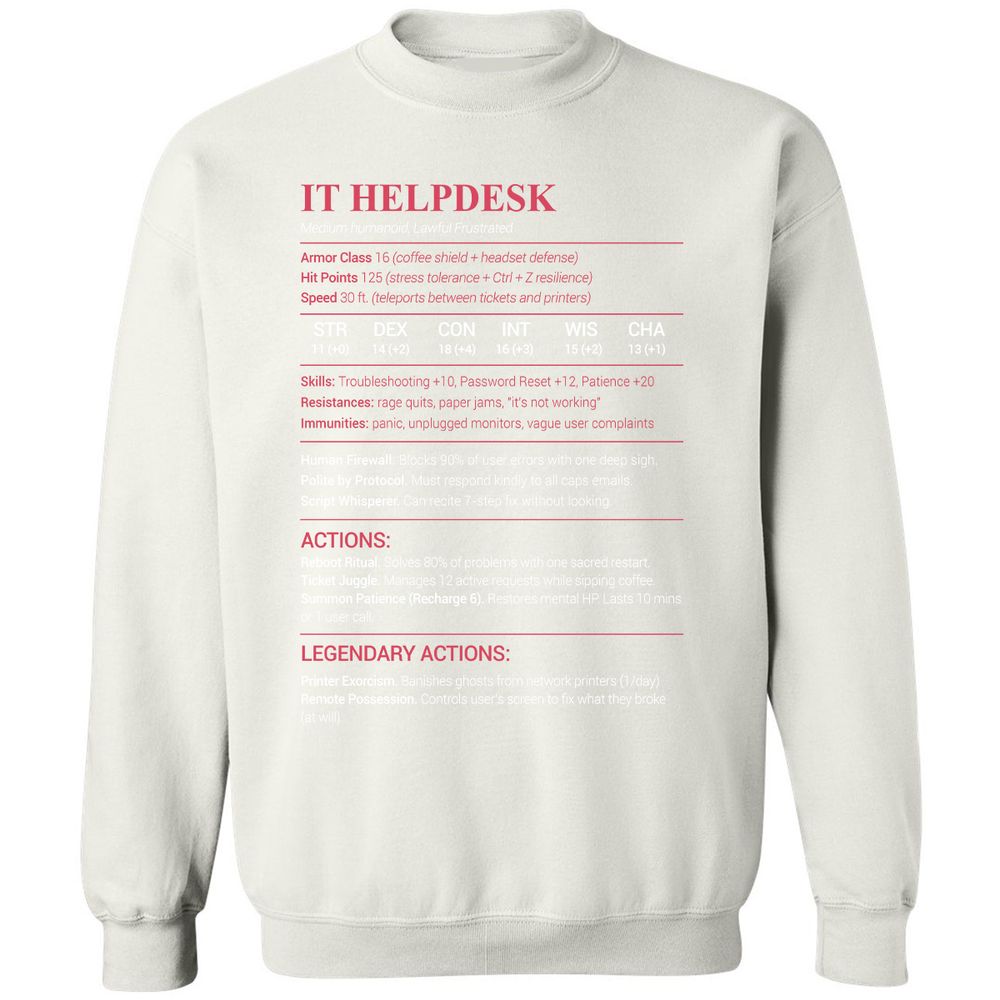 IT Helpdesk Classic Unisex Sweatshirt - White - 12