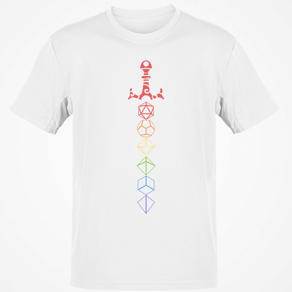 Rainbow Dice Sword LGBT T-Shirt - White - 12