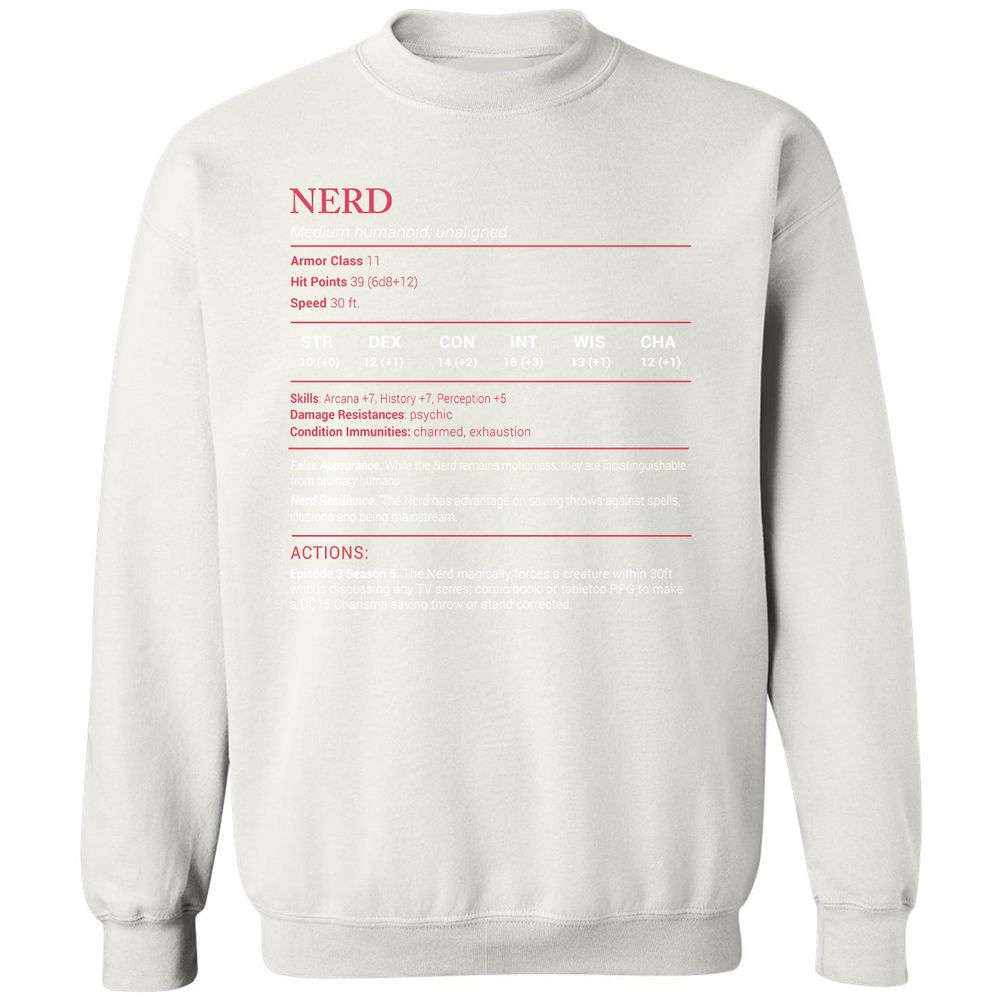 Nerd Stats Classic Unisex Sweatshirt - White - 12