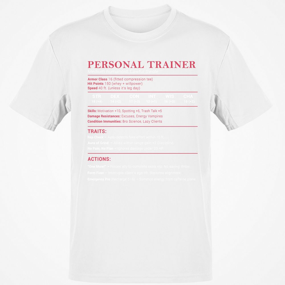 Personal Trainer PT Stats Classic Unisex T-Shirt - White - 12