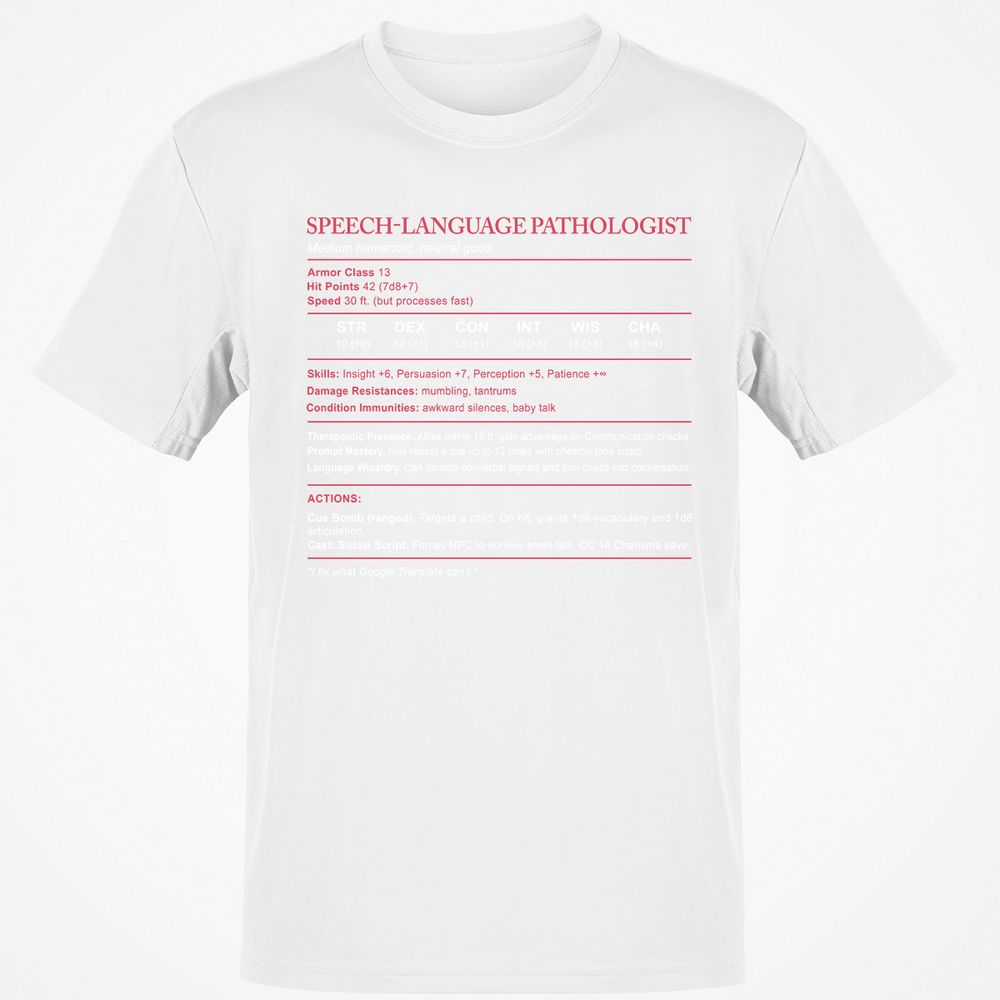 Speech Language Pathologist Stats Classic Unisex T-Shirt - White - 12
